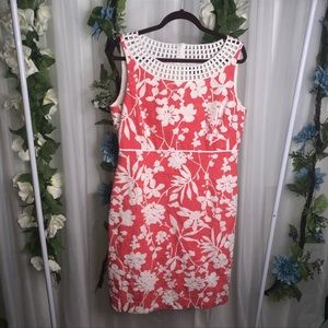 Tahari Arthur S. Levine Pink and White Dress